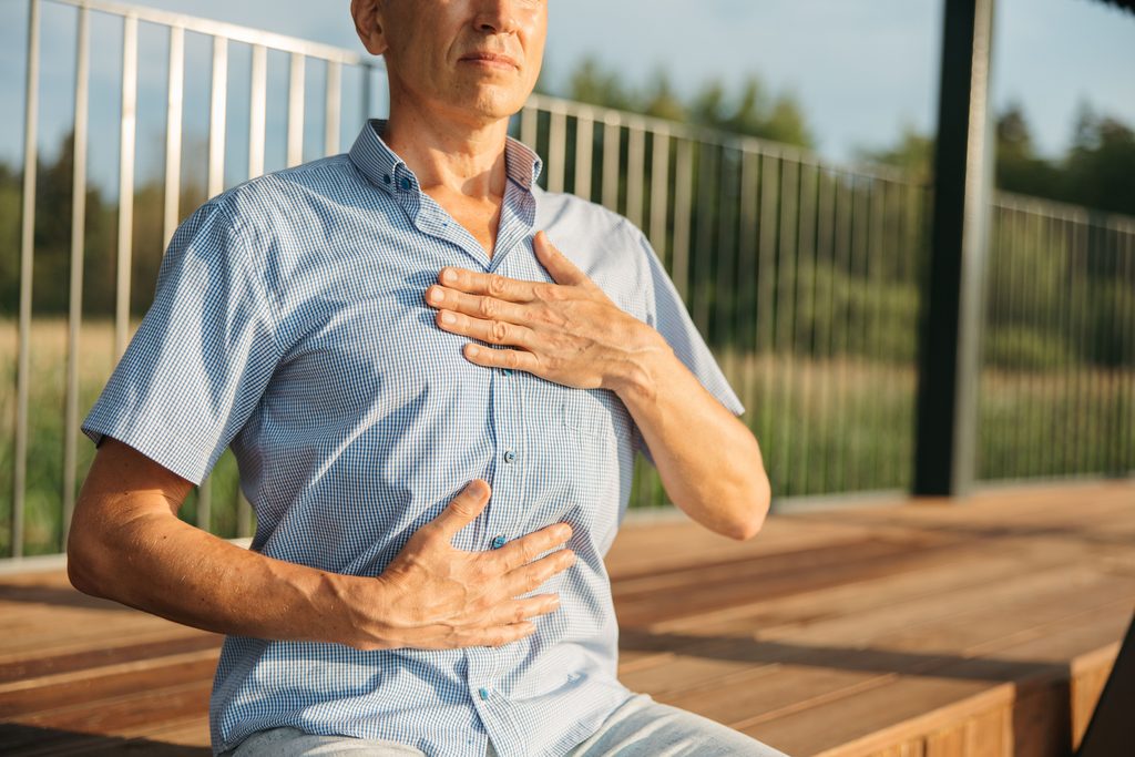 Man experiencing discomfort as part of a mental health concern
