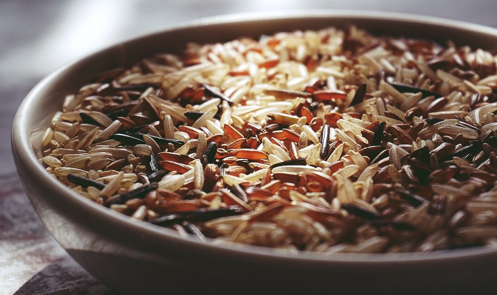 Assorted whole grains in a bowl