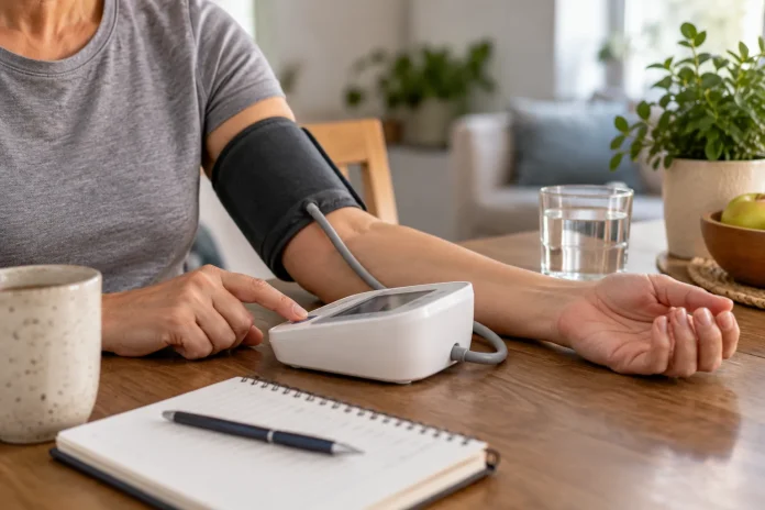 Measuring blood pressure at home with an upper-arm monitor