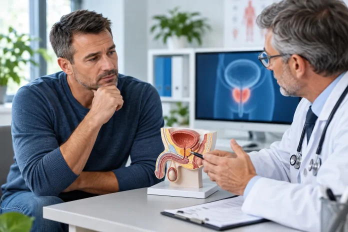 Prostate screening consultation with a doctor